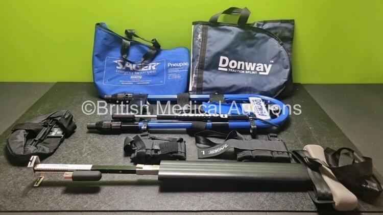 Job Lot Including 1 x Donway Paediatric Traction Splint, 1 x Sager Emergency Traction Splint and 2 x Ambulance Bags