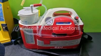 Job Lot Including 2 x Laerdal LSU Suction Units with Missing Cups (Damage to Casing - See Photos) 1 x Biothecare Minivac (Powers Up) and 1 x BSU Suction Unit with Suction Cup In Case - 2