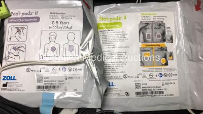 3 x Zoll AED PRO Defibrillators with 2 x Batteries, 3 x 3 Lead ECG Leads, 4 x Electrode Packs *2 x in Date, 2 x Out of Date* in Carry Cases (All Power Up) *SN AA06H003379 / AA09C013177 / AA13B027589* - 7