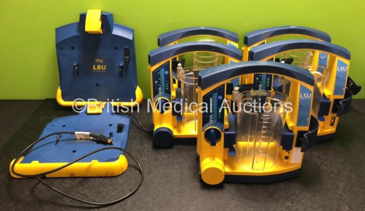 Job Lot Including 2 x Laerdal Suction Unit 20g LSU Wall Brackets (1 x Missing Adapter / Plug - See Photos) 5 x Laerdal LSU Suction Units with 5 x Cups (All Missing Lids) and 5 x Batteries (All Power Up, 3 x Missing Rubber Caps - See Photos) *78501361963 /