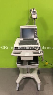 GE MAC 5500 HD ECG Machine on Trolley with Lead ECG Lead (Draws Power with Blank Screen)