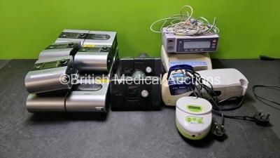 Mixed Lot Including 2 x ResMed Airsense 10 CPAPs (Both Power Up) 7 x ResMed S9 CPAPs Including 4 x Humidifier Chambers and 7 x Power Supplies (All Power Up) 1 x Nellcor N-595 Pulse Oximeter, 1 x Calypso Pro Breast Pump, 1 x ResMed S6 CPAP Unit, 1 x ResMe