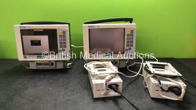 2 x Siemens SC 7000 Patient Monitors with 2 x AC Power Supplies (Both Power Up with Damage-See Photos)