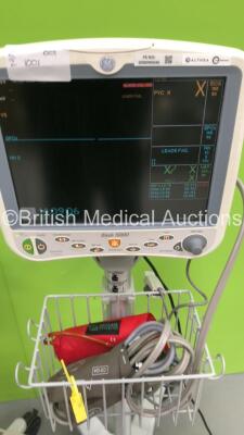 2 x GE Dash 5000 Patient Monitors on Stands with BP1, BP2, SPO2, Temp/Co, NIBP, CO2 and ECG Options (Both Power Up) *S/N SBG07026736GA / SBG07026883GA* - 2