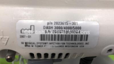 2 x GE Dash 5000 Patient Monitors on Stands with BP1, BP2, SPO2, Temp/Co, NIBP, CO2 and ECG Options (Both Power Up) *S/N SBG07026736GA / SBG07026883GA* - 6