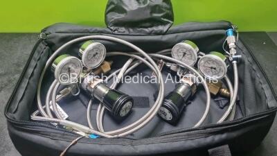 Job Lot Including 2 x Sechrist Model 3500HL Air-Oxygen Mixers with Hoses, 1 x x Sechrist Air-Oxygen Mixer with Hoses and Galil Medical 4924912-70-677 Regulator Set - 7