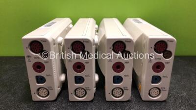 4 x Philips M3001A Modules with ECG, SpO2, NBP, Temp and Press Options