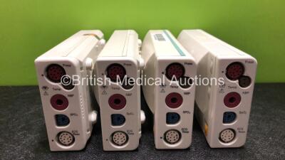 4 x Philips M3001A Modules with ECG, SpO2, NBP, Temp and Press Options