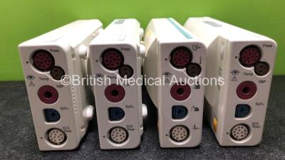 4 x Philips M3001A Modules with ECG, SpO2, NBP, Temp and Press Options (1 x Damage to Casing - See Photos)