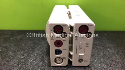 Job Lot Including 1 x Philips M3015A Module with Press, Temp and CO2 Microstream Options and 1 x Philips M3001A Module with ECG, SpO2, NBP, Temp and Press Options