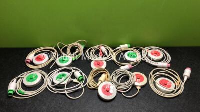 10 x Fetal Transducer / Probes Including 4 x Sonicaid US Transducer / Probes and 6 x Sonicaid TOCO Transducer / Probes (All with Damage - See Photos)