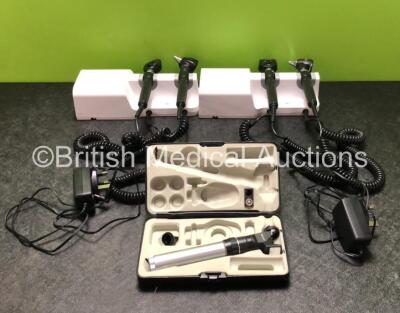 Job Lot Including 1 x Keeler Otoscope in Case and 2 x Opticlar Wall Transformers with 2 x Power Supplies, 4 x Handles and 4 x Otoscope / Ophthalmoscope Attachments