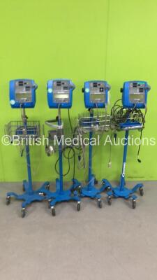 4 x GE Dinamap Pro 300V2 Vital Signs Monitors on Stands with Selection of Leads (All Power Up)*S/N AAX06180013SA / 003M3379001*