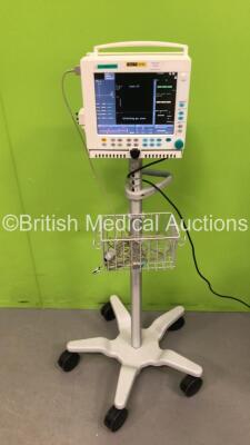 Datex-Ohmeda Compact Anaesthesia Monitor on Stand with Datex-Ohmeda E-PRESTN Multiparameter Module with SPO2, T1-T2, P1-P2, NIBP and ECG Options and Datex-Ohmeda E-CAiOV Gas Module with Spirometry Option (Powers Up) *S/N 6445367*