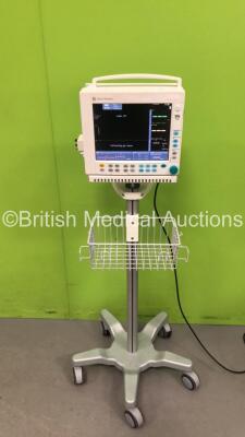 Datex-Ohmeda Compact Anaesthesia Monitor on Stand with Datex-Ohmeda E-PRESTN Multiparameter Module with SPO2, T1-T2, P1-P2, NIBP and ECG Options and Datex-Ohmeda E-CAiO Gas Module with D-Fend Water Trap (Powers Up) *S/N 66630852*