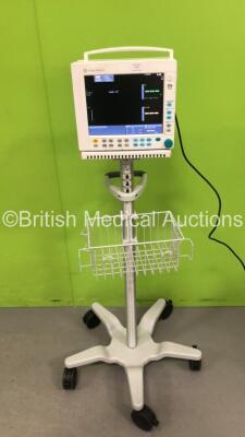 Datex-Ohmeda Compact Anaesthesia Monitor on Stand with Datex-Ohmeda E-PRESTN Multiparameter Module with SPO2, T1-T2, P1-P2, NIBP and ECG Options (Powers Up) *S/N 6630848*