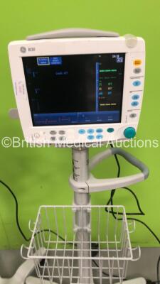 2 x GE B30 Patient Monitors on Stands with 2 x E-PSMPW Multiparameter Module with NIBP, P1, P2, T1, T2, SPO2 and ECG Options (Both Draw Power, 1 x Blank Screen) *S/N SF313197161WA / SF313197160WA* - 2