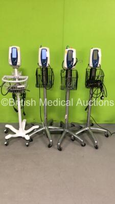 4 x Welch Allyn SPOT Vital Signs Monitors on Stands (All Power Up) *S/N 200811354 / 200801492 / 200802839 / 200802944*