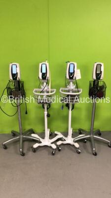 4 x Welch Allyn 420 Series Vital Signs Monitors on Stands (3 x Power Up) *S/N 201415960 / 200208952 / 200602356 / 200262630*