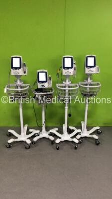 4 x Welch Allyn SPOT Vital Signs LXi Patient Monitors on Stands (All Power Up) *S/N 2009030060 / 20140301860 / 20080200971*