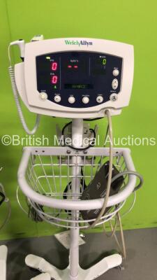 2 x Welch Allyn 53NT0 Vital Signs Monitor on Stand and 1 x Welch Allyn 53NP0 Vital Signs Monitor on Stand (All Power Up) *S/N JA087486 / JA110645 / JA089520* - 2