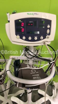 2 x Welch Allyn 53NT0 Vital Signs Monitor on Stand and 1 x Welch Allyn 53NP0 Vital Signs Monitor on Stand (All Power Up) *S/N JA087486 / JA110645 / JA089520* - 3