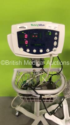 2 x Welch Allyn 53NT0 Vital Signs Monitor on Stand and 1 x Welch Allyn 53NP0 Vital Signs Monitor on Stand (All Power Up) *S/N JA087486 / JA110645 / JA089520* - 4