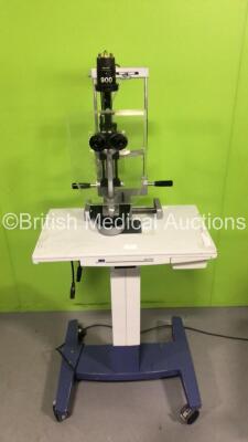 Haag-Streit Bern 900 Slit Lamp with 2 x 10x Eyepieces on Table (No Power, Missing Bulb Cover)