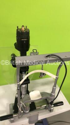 Haag-Streit Bern 900 Slit Lamp with 2 x 10x Eyepieces on Table (No Power, Missing Bulb Cover) - 3