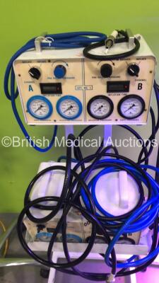 Mixed Lot Including Natus Neo Blue Phototherapy Lamp on Stand, 1 x Blood Pressure Meter on Stand, 1 x Regulator on Stand with Hose, 1 x Anetic Aid Tourniquet on Stand with Hoses and 1 x Eschmann VP35 Twin Cup Suction Unit with 1 x Cup *S/N 19844* - 4