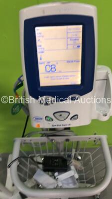 3 x Welch Allyn Spot Vital Signs LXi Patient Monitors on Stands with 3 x AC Power Supplies and 2 x SpO2 Leads/Sensors (All Power Up with 1 x Damaged Display - See Photo) - 2