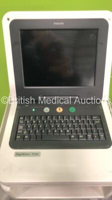 1 x Philips PageWriter TC50 ECG Machine with Lead on Stand (Powers Up with Blank Screen) and 1 x GE Carescape V100 Dinamap Monitor with Various Leads on Stand (Powers Up) - 2