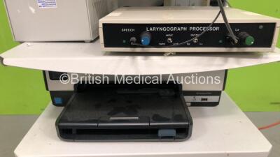 Stack Trolley with Kodak Printer, HMAHE MC2020 Digital Video Camera Control Unit and Camera Head, 1 x Dyonics Camera Head, Perkin Elmer Cermax Xenon Fiber-Optic Light Source and Laryngoscope Processor (All Powers Up) *S/N 08BXL3000D1738* - 4