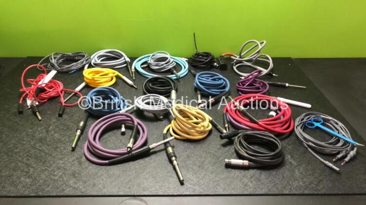 Job Lot of Various Light Source Cables and Diathermy Cables