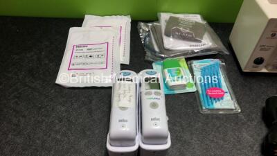 Mixed Lot Including 1 x Carefusion Alaris GH Infusion Pump (Powers Up with Alarm) 2 x Physiomed Service Universal Tens Testers, 1 x Asena GH Pump (Powers Up with Sensor Fault) 2 x Braun Ear Thermometers with Base Units, 1 x EMS 1.1 Transducer / Probe, 1 x - 2