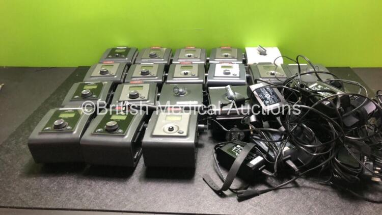 Job Lot of Philips CPAP and BiPap Units Including 4 x Philips Respironics BiPap ST Units with 3 x AC Power Supplies (All Power Up with Missing Dials) 10 x Philips Respironics REMstar Auto A-flex CPAP Units with 6 x AC Power Supplies (All Power Up 5 with M