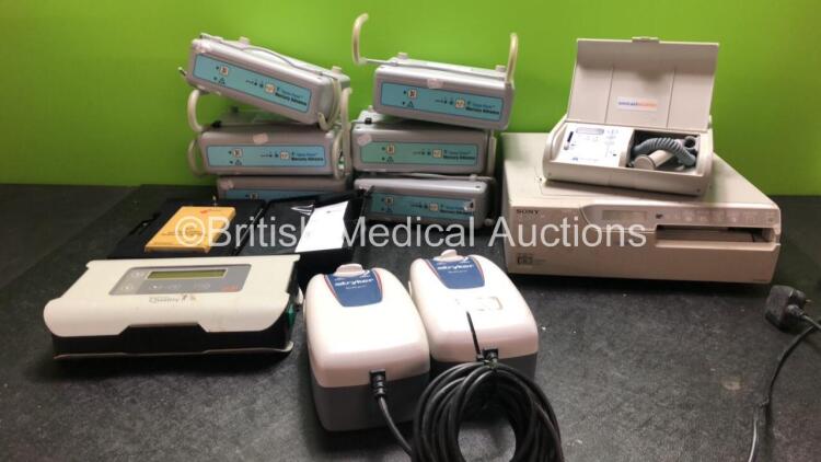 Mixed Lot Including 4 x Dyna Form Mercury Advance Pressure Pumps, 1 x Penlon Pressure Failure Alarm, 1 x Huntleigh Sonicaid MD200 Doppler, 1 x Aesthetic Quality EP Pump, 1 x Sony UP-2850P Color Video Printer and 2 x Stryker SofCare Pumps