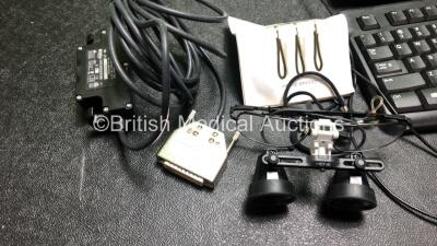 Mixed Lot Including 1 x Depuy FMS Connect Interface Cable, 1 x Heine Magnification Glasses, 1 x Netgear 5 Port Gigabit Ethernet Switch, 3 x Keyboards and 3 x Medtronics My Care Links *SN H38A30709, 081100351, 1835SY02HQ88, 1834MR11B6F8* - 2