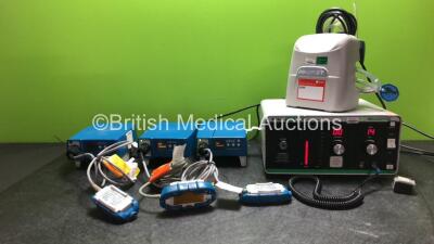 Mixed Lot Including 1 x Megadyne Mega Vac Plus Smoke Evacuator (Powers Up) 1 x Aircast Venaflow Elite SCD Pump (Powers Up) 3 x GE enFlow Controller Model 121 Blood Warming Units with 3 x Probes (All Power Up)