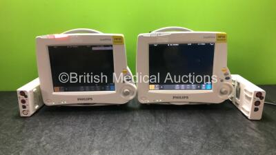 2 x Philips MP30 Anesthesia Patient Monitors with 1x Philips M3001A Module Including ECG, SpO2, NBP, Press and Temp Options and 1 x Philips M3014A Module Including CO2 Press and Temp Options (Both Power Up)