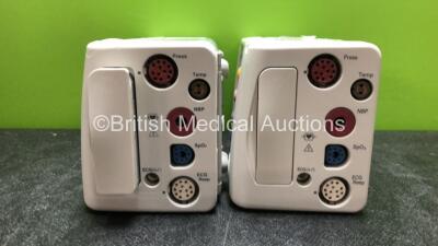 2 x Philips IntelliVue X2 Handheld Patient Monitors Including ECG, SpO2, NBP, Press and Temp Options with 2 x Philips M4607A Batteries (Both Power Up, Both with Damaged and 1 Flat Battery-See Photos) - 4