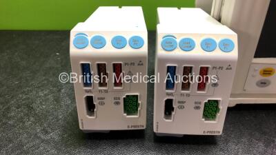 GE Datex Ohmeda Compact Anesthesia Patient Monitor with 2 x GE E-PRESTN Module Including ECG, SpO2, T1, T2, P1 and P2 Options (Powers Up) *SN 6344134, 6316215, 6303215* - 3