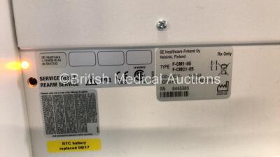 GE Datex Ohmeda Compact Anesthesia Patient Monitor with 1 x GE E-CAiOV-00 Gas Module Including Spirometry Options with D-fend Water Trap and 1 x GE E-PRESTN-00 Module Including ECG, SpO2, P1, P2, T1 and T2 Options (Powers Up) *SN 6346388, 6344950, 6445365 - 6