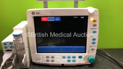 GE Datex Ohmeda B30 Patient Monitor with 1 x GE N-FC-00 Gas Module with Mini D-fend Water Trap and 1 x GE E-PSMPW Module Including ECG, NIBP, SpO2, T1, T2, P1 and P2 Options and 1 x P1/P2 Lead, 1 x SpO2 Connection Lead with 1 x SpO2 Finger Sensor and 1 x - 2