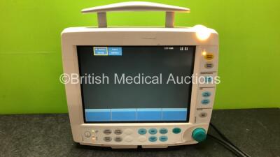 GE Datex Ohmeda FM Light Patient Monitor with 1 x GE N-FC-00 Gas Module with Mini D-fend Water Trap and 1 xGE E-PSMP Module Including ECG, NIBP, SpO2, T1, T2, P1 and P2 Options (Powers Up) *SN 6100876, 6528940, 6514247* - 2