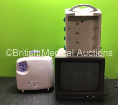 Mixed Lot Including 1 x B Braun Module Holder, 1 x JVC Model TM A14OPNK Monitor (Powers Up) 1 x Mangar Airflo Compressor MK2 (Untested Due to Missing Power Supply) *SN 179147, 29871, 12902720*