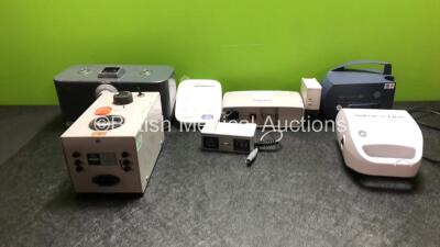 Mixed Lot Including 1 x Carl Zeiss 878 Power Supply, 1 x Philips Intellibridge EC10 Module, 1 x PARI TurboBOY SX Nebulizer, 1 x Air Force One Nebulizer, 1 x Philips M8023A Module and 1 x Omron M6 BP Meter