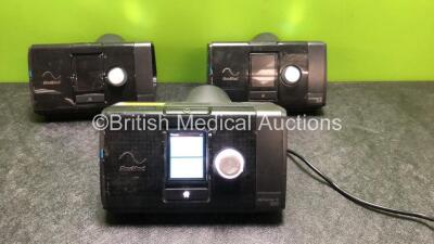 3 x ResMed Airsense 10 Elite CPAP Units (All Power Up when Tested with Stock Power Supply, 1 with Missing Side Cover-Power Supplies Not Included) *SN 23212584214, 23202584399, 23212338890*