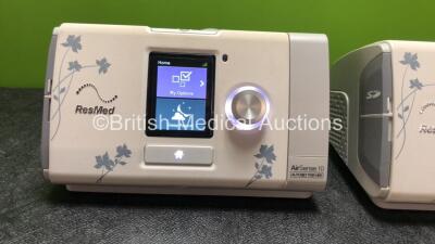 2 x ResMed Airsense 10 Autoset For Her CPAP Units (All Power Up when Tested with Stock Power Supply,1 with Missing Side Cover-Power Supplies Not Included) *SN 22181598530, 22171353877* - 2