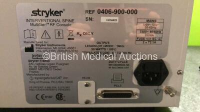 Stryker RF MultiGen Radiofrequency Generator Console Ref 0406-900-000 with 1 x Lead (Powers Up) *SN LES6023* - 6